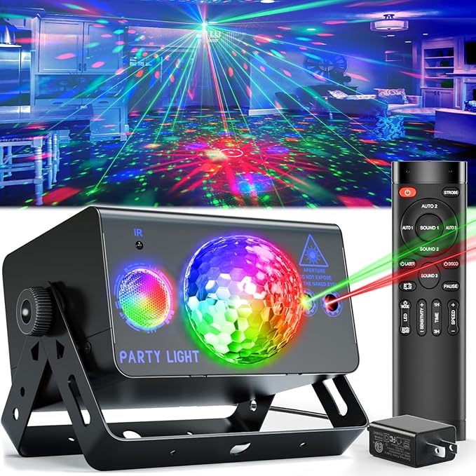 Party Lights Dj Disco Ball Light, LED Stage Strobe Lights Sound Activated by caivimvn