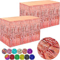 Rose Gold Streamers Party Decorations, 2 Packs Rose Gold Table Skirts Metallic by WIEPENGLNA