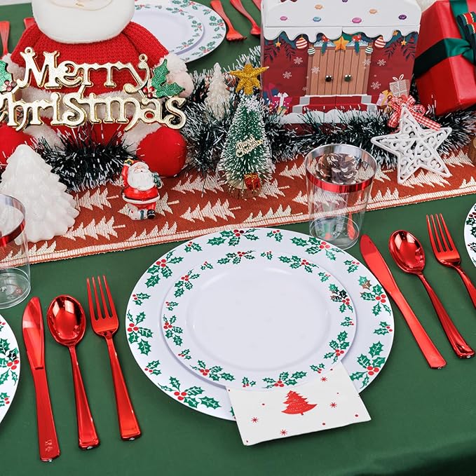 WDF 350pcs Christmas Plates and Napkins Set - Image 2