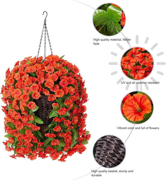 Artificial Fake Hanging Flowers Plants Baskets - Image 6