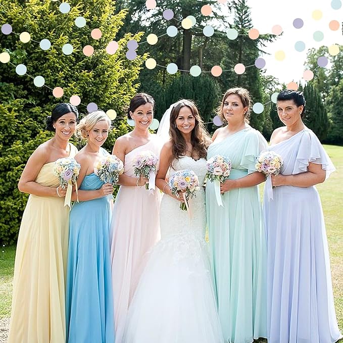Pastel Rainbow Birthday Party-Decorations Streamers - 52FT Yellow Blue Mint - Image 7
