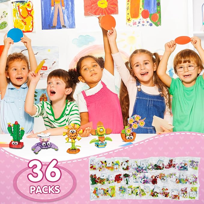 36 Packs Party Favors Building Blocks, Flower Bouquets Building Set, Mini - Image 7