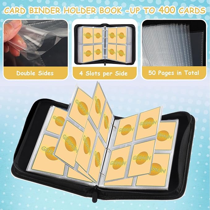 4 Pocket Card Binder, Premium Zip Trading Card Binder, 400 Double Sided Pocket - Image 4