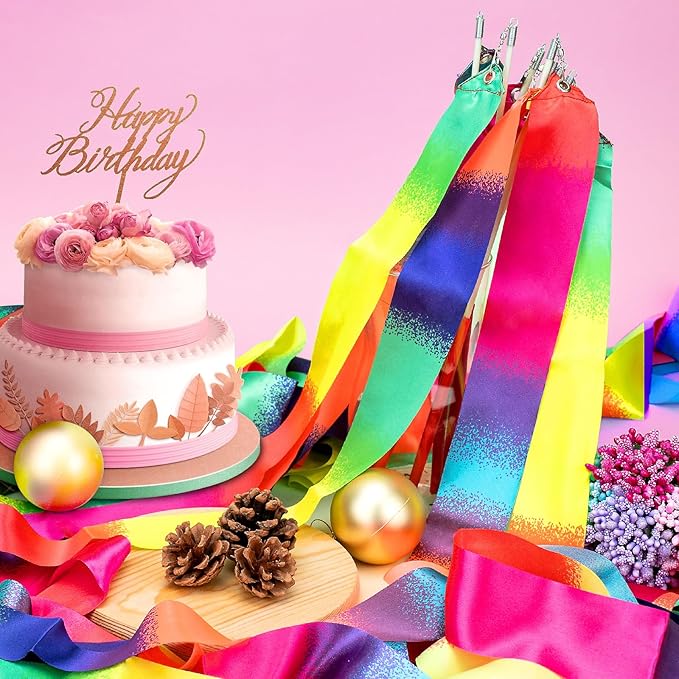 20 Pack Ribbon Dancer Wands for Kids, Rainbow Streamers Dance Ribbon, Party - Image 5