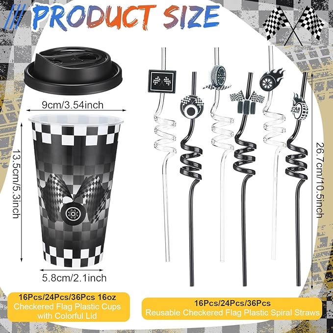 Yungyan 16 Sets Checkered Flag Party Favors Goodie Cups - Image 2