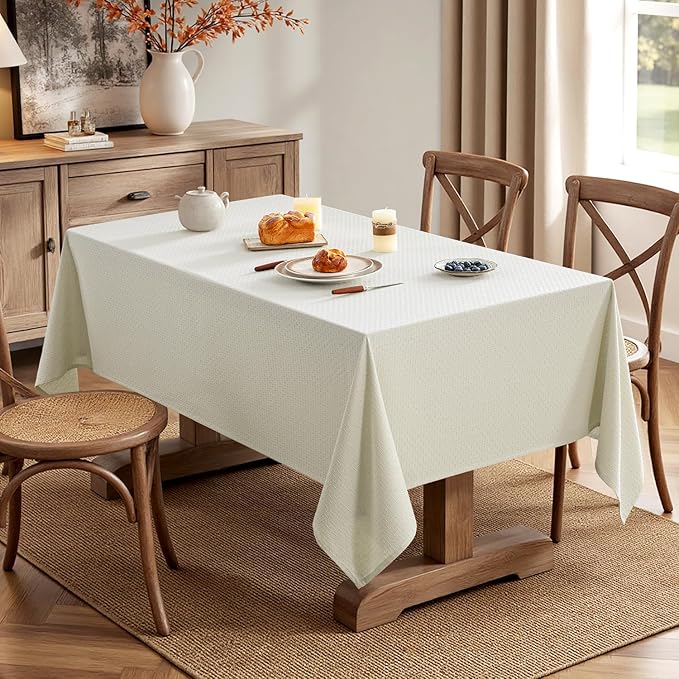 MIULEE Ivory Linen Cottton Table Cloth Rectangle Tablecloth Waterproof - Image 4