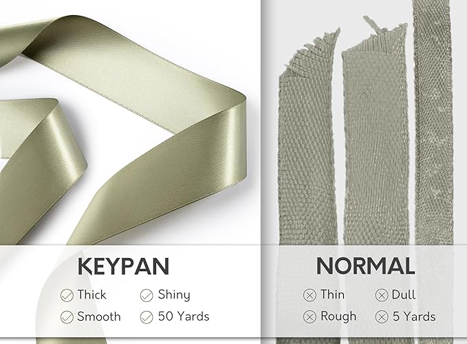 Sage Green Satin Ribbon 1-1/2 Inch x 50 Yards Double-Faced Ribbons - Image 4