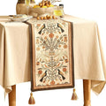 Decorative Linen Small Table Runner 63 Inches Long, Floral Rustic Runner by bilingaier