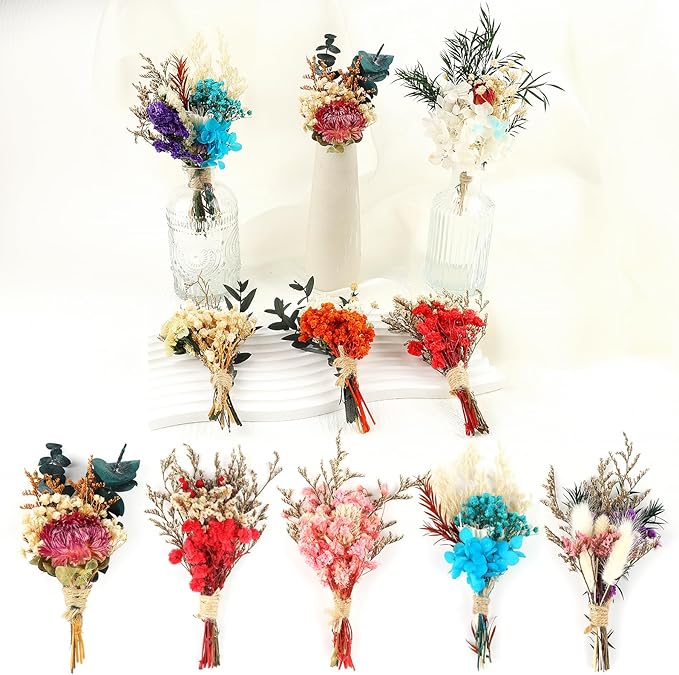 10Pcs Mini Dried Flower Bouquet Colourful Natural Boho Dried Flowers Set Mini - Image 6