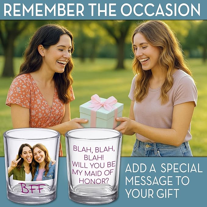 Bridesmaid Custom Shot Glass 2.5oz, Personalized Photo Bride Tribe Gift - Image 4