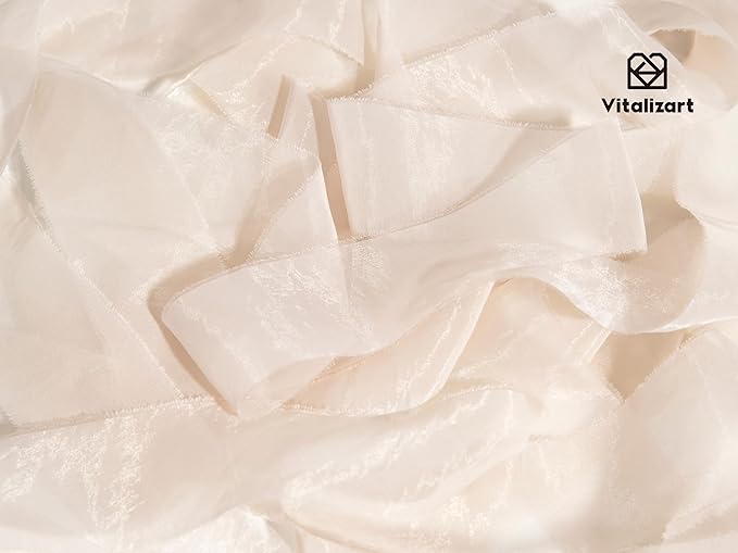 Vitalizart Pink Organza Ribbon Frayed Sheer Organza 1.5" Silk Like Ribbons - Image 3