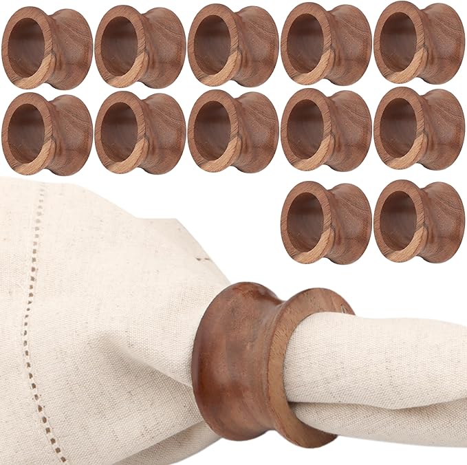Wooden Napkin Rings Set of 12 Fall Decor by CLEENTABLE
