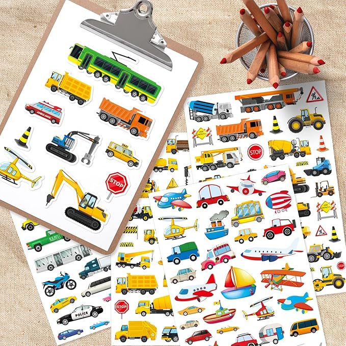 Construction Cars and Trucks Stickers 665 Counts Transportation Waterproof Car - Image 2