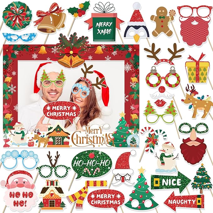 HOWAF 30 Pcs Christmas Photo Booth Props by HOWAF