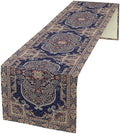 Vintage Boho Floral Table Runner, French Rustic Country Farmhouse Purple Golden by Unknown