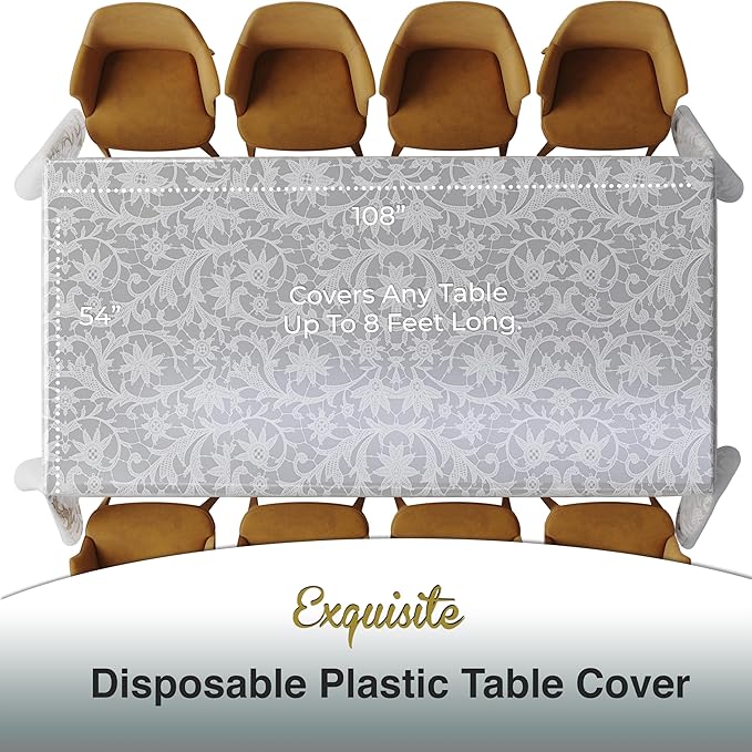 Exquisite Lace Table Cloth Rectangle Table Plastic 12-Pack Lace Tablecloth - Image 3