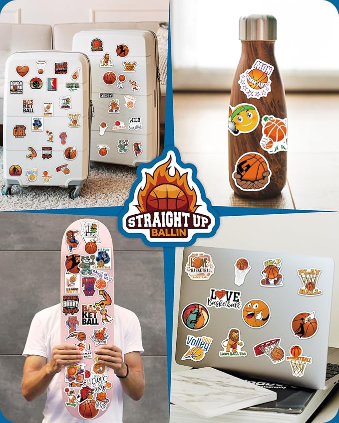 100 Pcs Sport Stickers for Kids, Basketball Water Bottle Stickers, Vinyl - Image 2