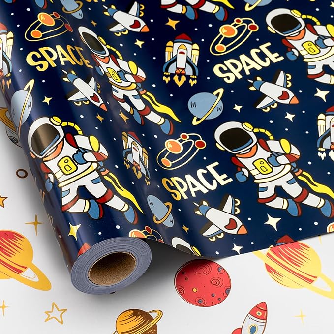 Yarcony Space Wrapping Paper Roll, Birthday Wrapping Paper by Atyarconywecreategiftwrappingpaperthatmakeseverypresentfeelextraspecialourdesignsblendstyleandqualityturningbirthdayschristmasandalloflife%E2%80%99scelebrationsintomomentstoremember