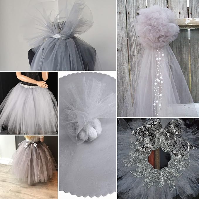 Silver Tulle Fabric Rolls 6 Inch by 100 Yards Fabric Spool Tulle Ribbon - Image 7