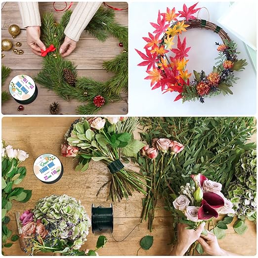 GLAMFIELDS 22 Gauge Floral Wire, 110 Yards Christmas Wire Wreath Wire Green - Image 7