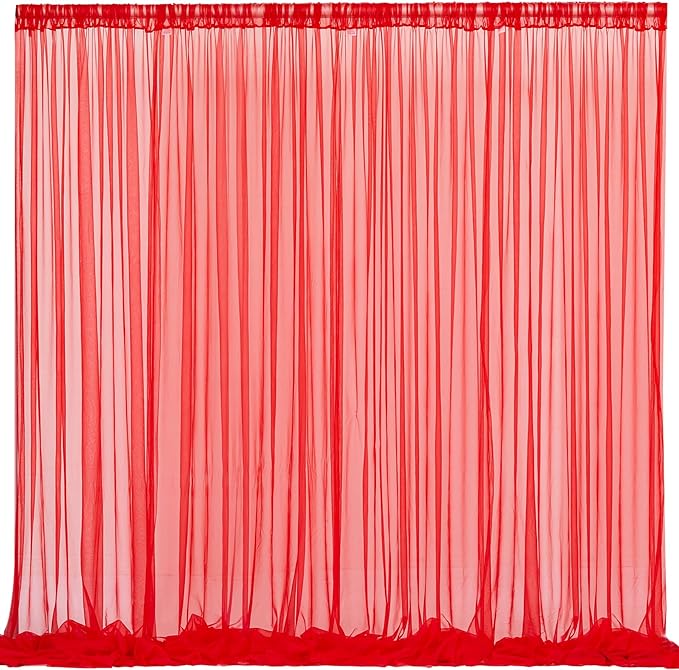 10x10 Red Tulle Backdrop Curtains by WishCare