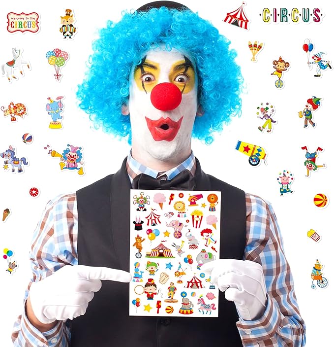 Cute Carnival Circus Stickers 820 Count Party Goodie Gifts Bags Decor Red White - Image 7