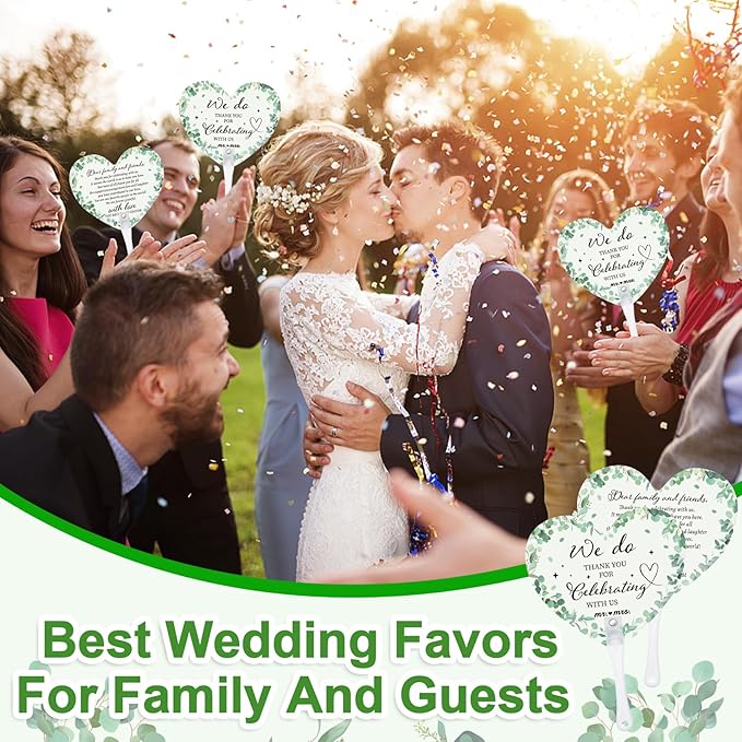 60Pcs Wedding Fan Gifts for Guests Greenery Handheld Fan - Image 7