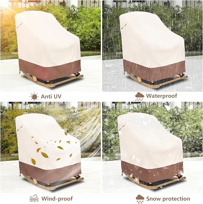 Okcool Patio Rocking Chair Cover 2-Pack, Rocking Chair Covers - Image 7