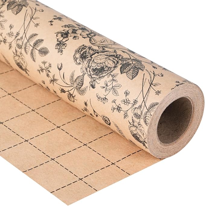 Ulmasinn Kraft Floral Wrapping Paper Roll by Ulmasinn