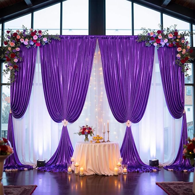 10ftx10ft Shimmer Purple Sequin Backdrop Curtain - Image 4