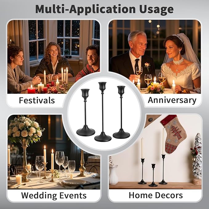 CHILL RECIPE Black Candlestick Holder Tall Taper Candle Holder - Image 7