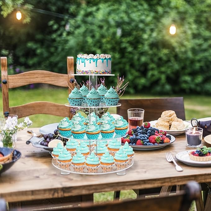YestBuy 4 Tier Round Acrylic Cupcake Stand - Image 3
