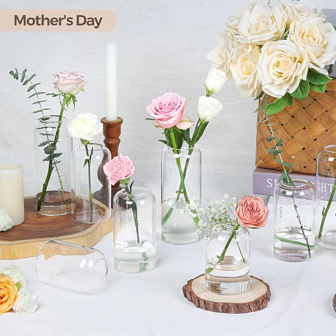 ComSaf Small Flower Vase Set of 12, Glass Bud Vases in Bulk, Decor Centerpiece - Image 8