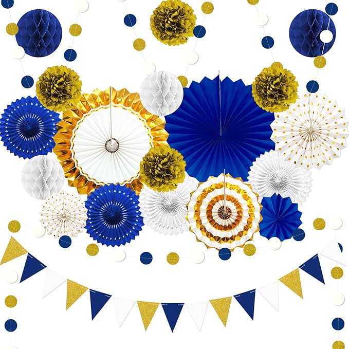 Blue and Gold Party Decorations by Marwey
