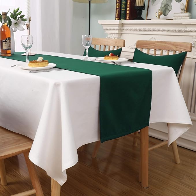 Dark Green Table Runner 14x72 Inch Solid Color Thick Polyester Decorative Cloth - Image 5