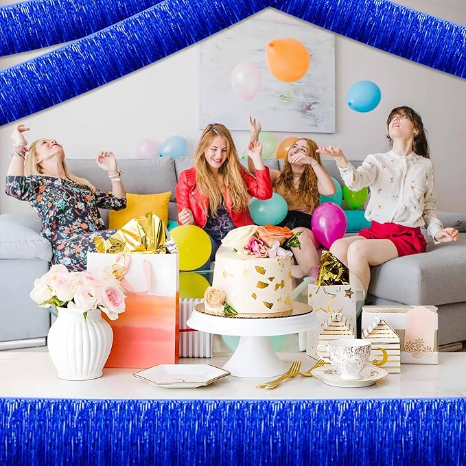 4 Pack 10 Ft Blue Foil Fringe Garland Metallic Streamers Tinsel Banner Wall - Image 4