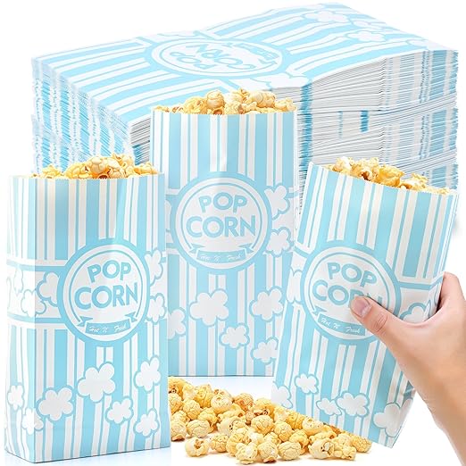 200 Pcs Paper Popcorn Bags Bulk 2 oz Large Flat Bottom Boxes Red and White by Leinuosen