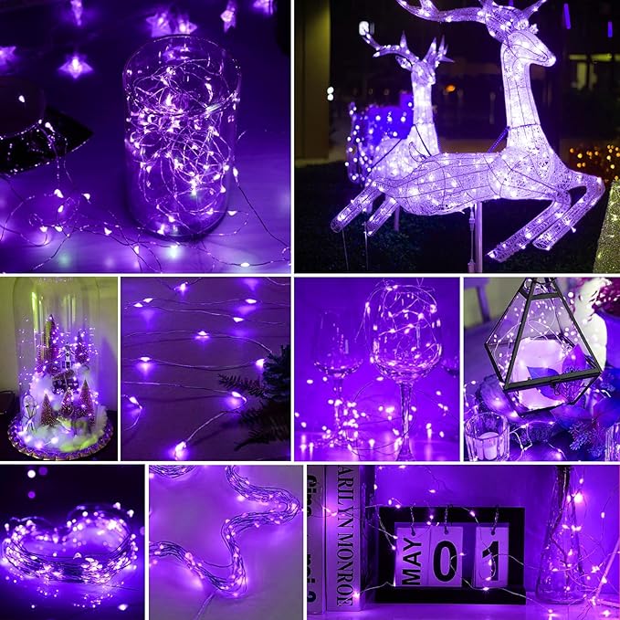 pozzolanas 50 Pack Purple Battery Operated String Lights - 7 ft Waterproof - Image 6