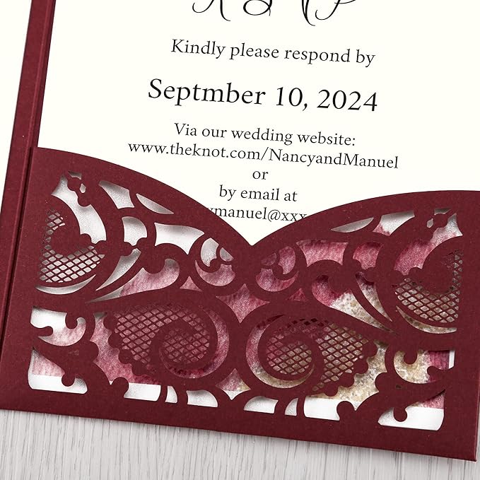 DORIS HOME 50PCS Laser Cut Wedding Invitations - Image 6