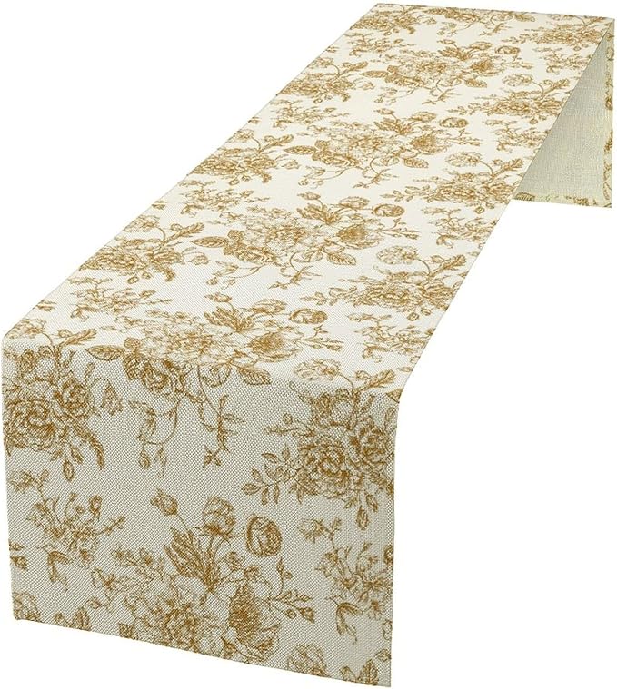 Retro Floral Table Runner, 13x60 Inch by Unknown