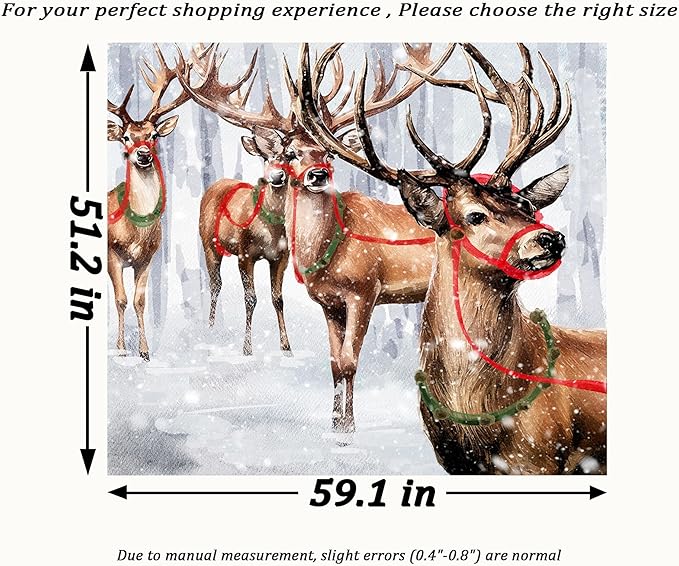QGHOT Winter Tapestry Wall Hanging Winter Forest Backdrop Christmas Snowy Deer - Image 7