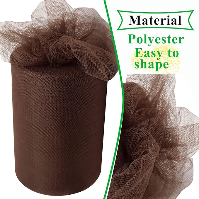Brown Tulle Fabric Rolls 6 Inch by 100 Yards Fabric Spool Tulle Ribbon - Image 3