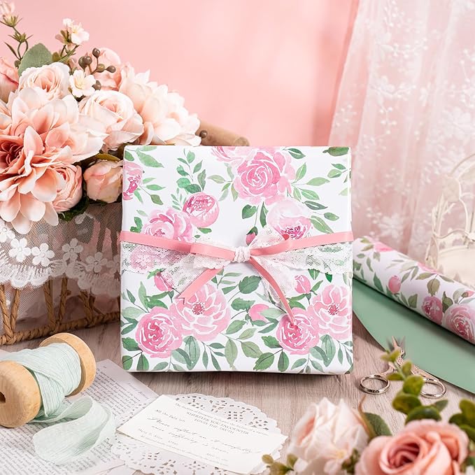 RUSPEPA Reversible Floral Wrapping Paper Roll - Image 4