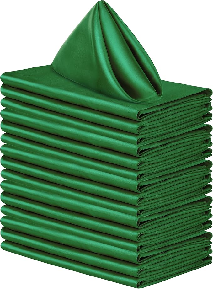 ANECO 16 Pack Square Satin Napkin Bright Silk Table Napkin Soft Smooth Fabric by Aneco