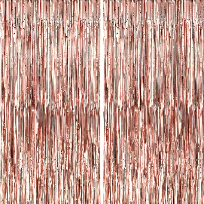 Crosize 8 Pack 3.3 x 9.9 ft Rose Gold Foil Fringe Curtains Party Decorations by Crosize