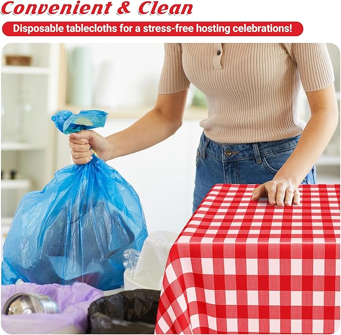 12Pack 54" x 108" Table Cloth Rectangle Table, Waterproof Plastic Table Cloth - Image 5