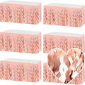 6 Pack 29x108 Inch Rose Gold Wave Foil Fringe Table Skirts Metallic Banner by Mebiornt