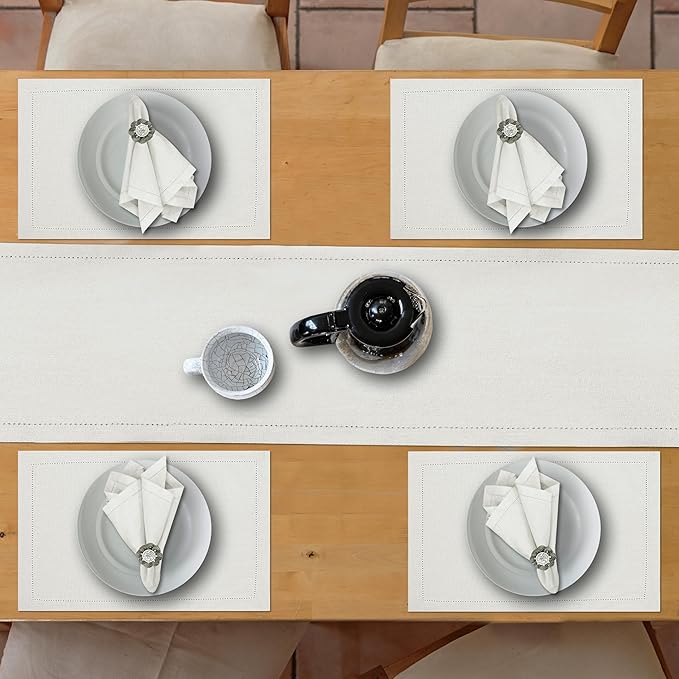 Ruvanti Linen Table Runner 90 Inches, Classic Hemstitch, Non-Slipping, Stain - Image 7