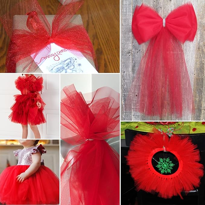 Red Tulle Fabric Rolls 54 Inch by 40 Yards Tulle Bolt Spool - Image 4