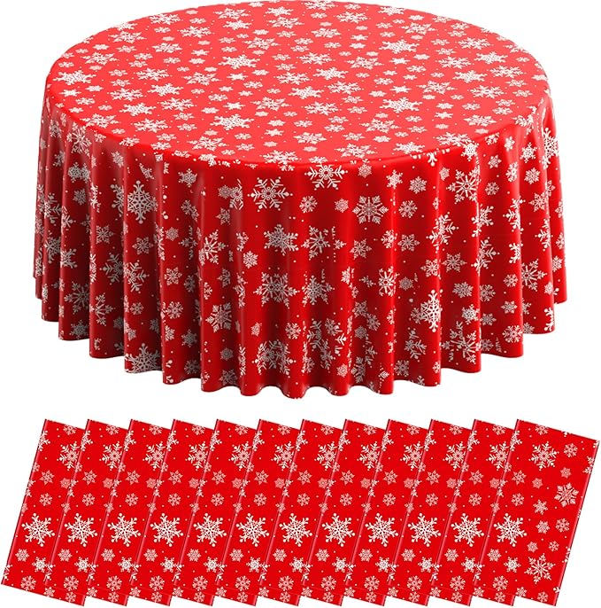 12 Pieces Christmas Snowflake Plastic Party Tablecloth Decorations, Disposable by JectivsPartyDecorations